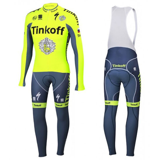 2016 Maillot Saxo Bank Tirantes Mangas Largas verde Y grigio